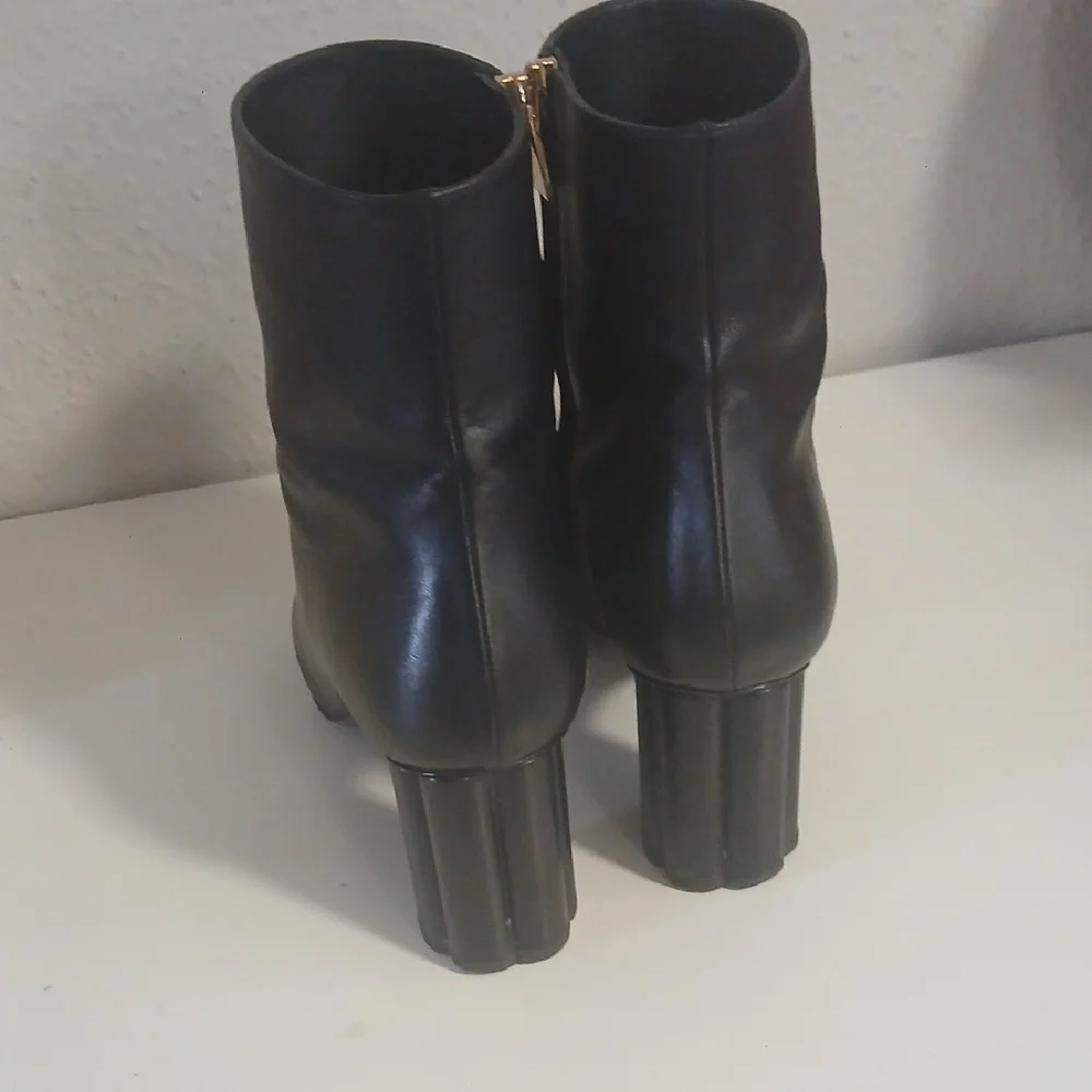 Salvatore Ferragamo Black Ankle‎ Booties with Gold Zipper